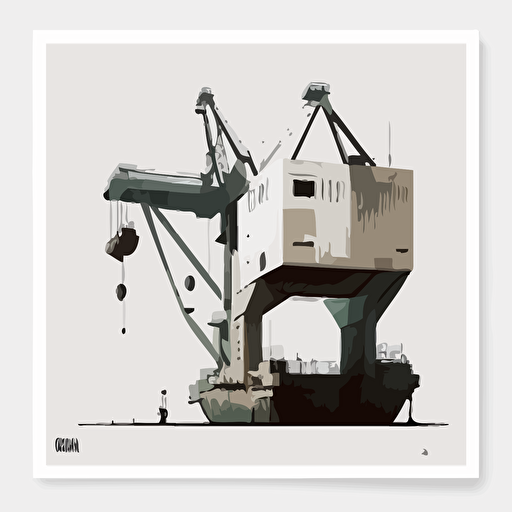 portal crane, white background, vector, minimalism, sea container