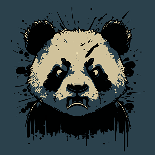 angry panda face vector drawing