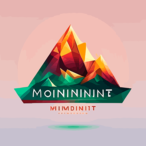 logo design mountine, low poly, flat 2d, party production company, includes the name of the company “Hrzberg”, triangle vector, simple, gradient in triangles,
