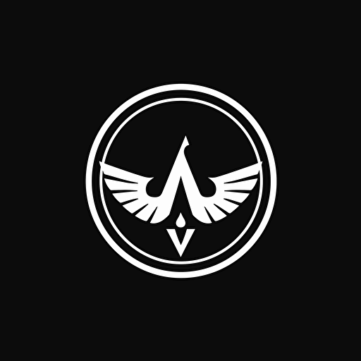 Assassin's Creed logo vector style, white on black background, flat desing, simple