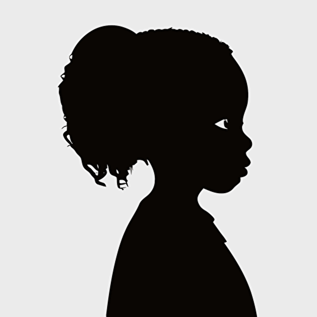 little black girl simple logo, vector, minimal, Silhouette