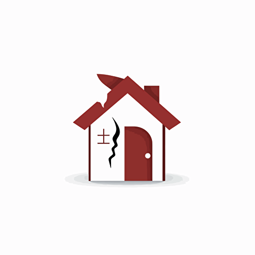 simple logo, broken house vector white background