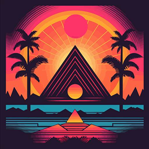 red and white colors, retro sunset vector design, using neon colors, fraternity theme