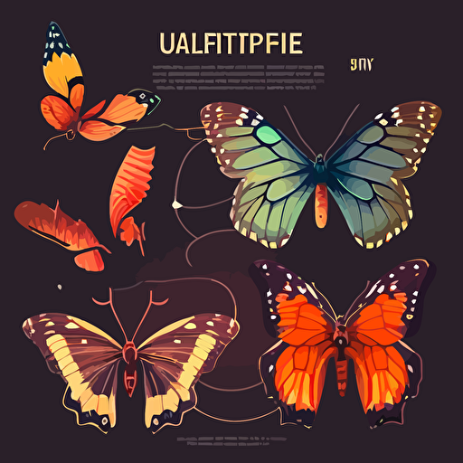 butterfly life cycle, vector, illustration, 2d