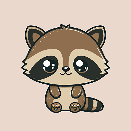 cute racoon kawaii style, vector clipart