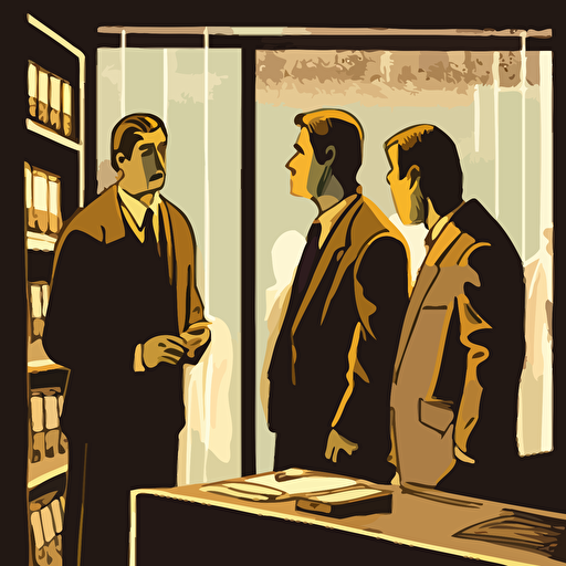 illustration of a middle men in a transaction, vector style