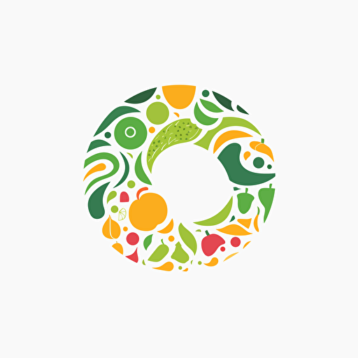 Simple vector plate shape logo with healthy food, diet company, solid white background. –no text