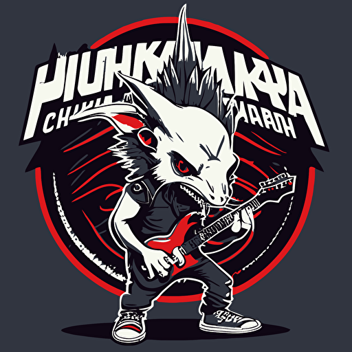 punk rock chupacabra, vector logo, vector art, emblem, simple cartoon, 2d, no text, white background