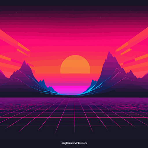synthwave grid vector landscape