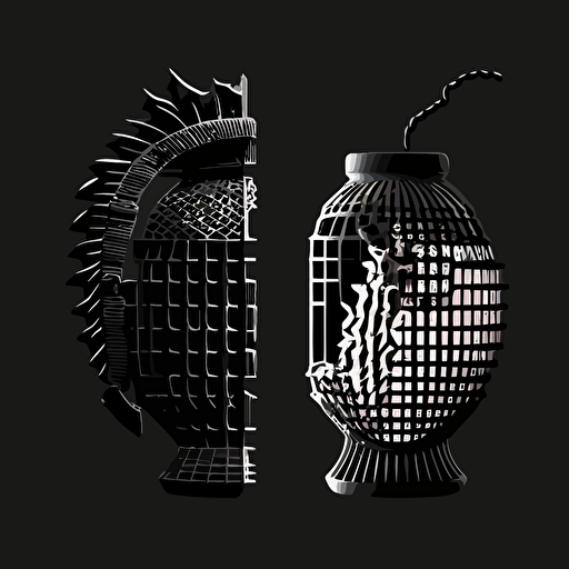 half grenade and half wireframe, logo, minimalist, vector