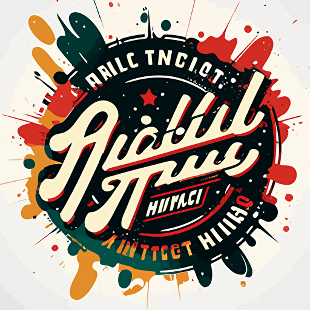 logo for Mitchell Printing, Splatter paint, retro, clean, vector