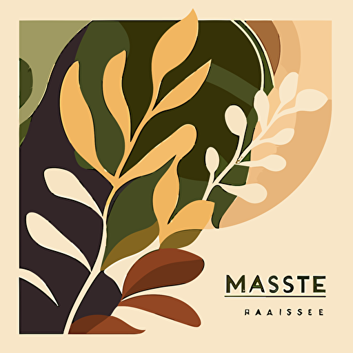 vector art, 2D, Matisse inspired logo design, earth tones