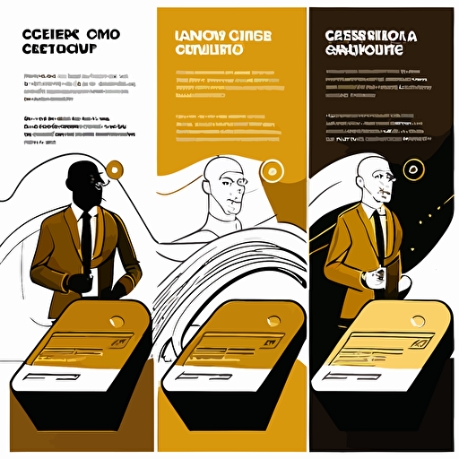 create a vector who shows a onboarding process colours gold black white