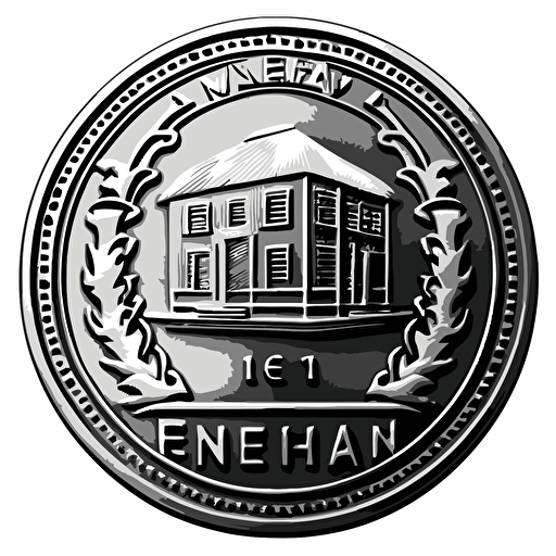 new coin logo, residential square meter token, front, no inscriptions, black and white, vector