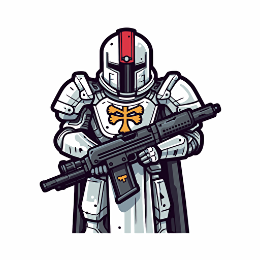 2D vector icon. Crusader with an assault rifle. white background