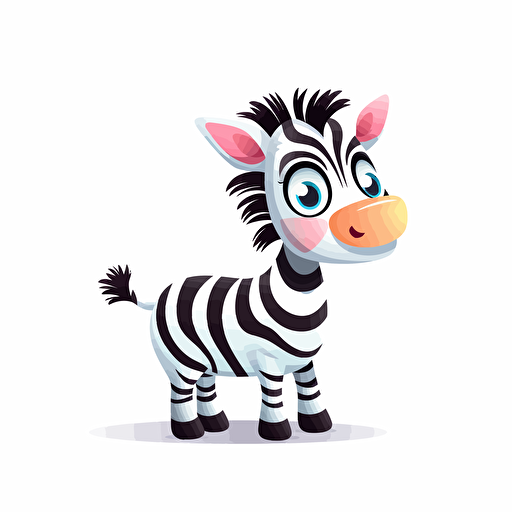 cute zebra, detailed, cartoon style, 2d clipart vector, creative and imaginative, hd, white background