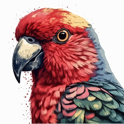 Rosella bird looking straight in the camera, white bg, vector
