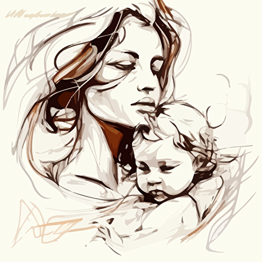 Mother love, vector art, white background