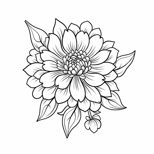 outline japanese flower style No Shadow. Cartoon. Coloring page. Vector. Simple.