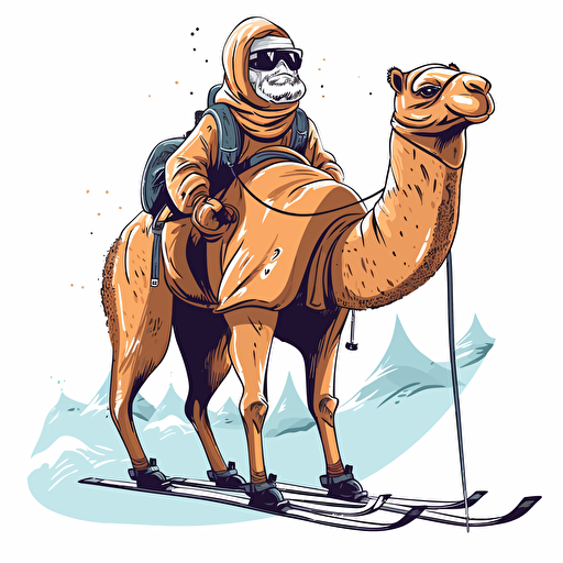 camel wearing ski clothes skiing in aspen vector clipart