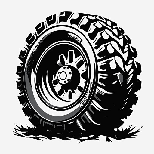 simple off road tire and wheel that can be used in a logo, vector style,