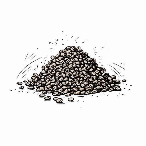 line drawing of pile of coffee beans, black ink, simple, minimalist style, spontaneous marks, vector illustration