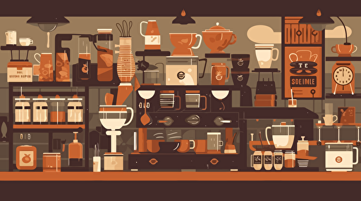 flat image, coffee shop accessories, vector