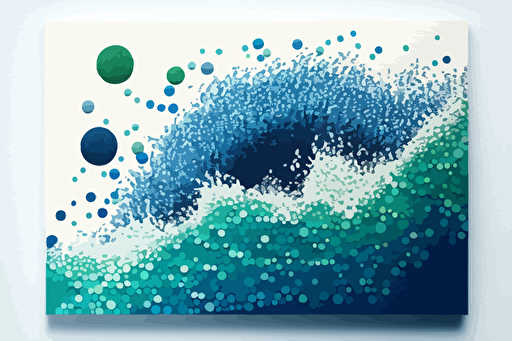 A vector digital wall art piece inspired by the ocean in pointillism style. Use shades of blue and green, with hints of white for waves.