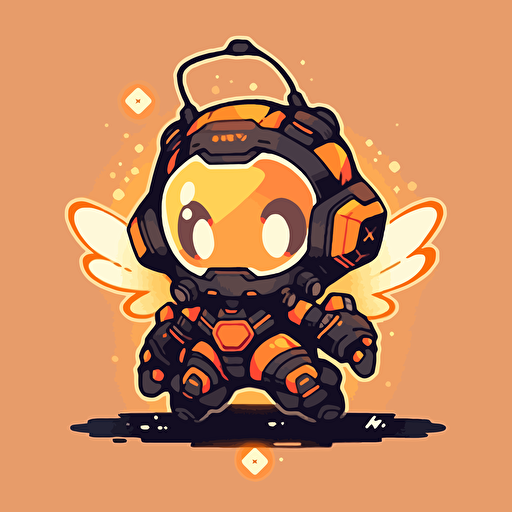 Logo of cute robot firefly with glowing tail. simple, vector