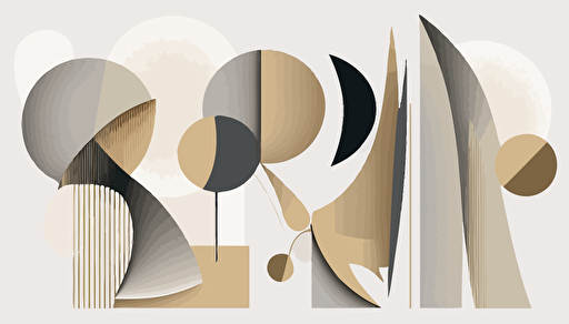 Grey and beige abstract mid century modern, Minimalist, vector, contour