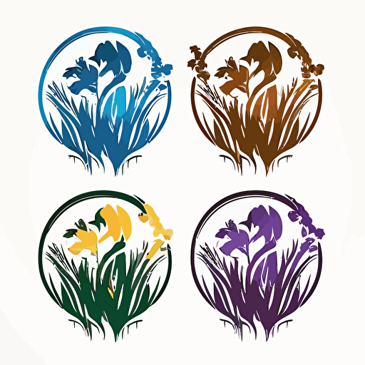 different iris silhouette logo in a circle white background vector harmony color match