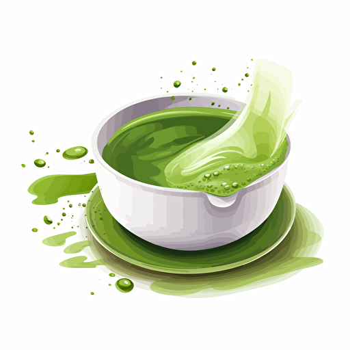 matcha tea, vector art, white background