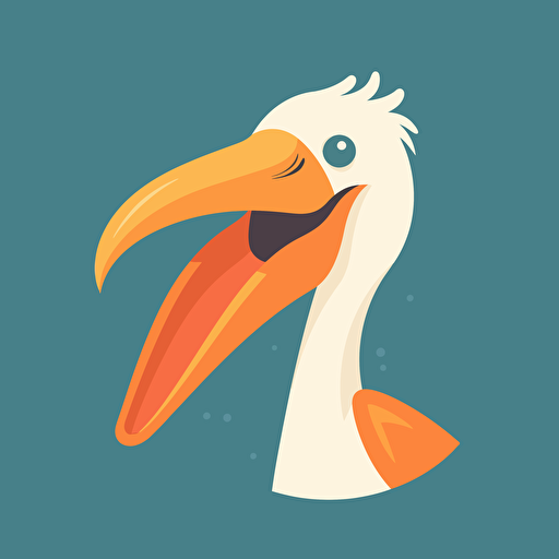 happy pelican, flat, icon, vector style, one color