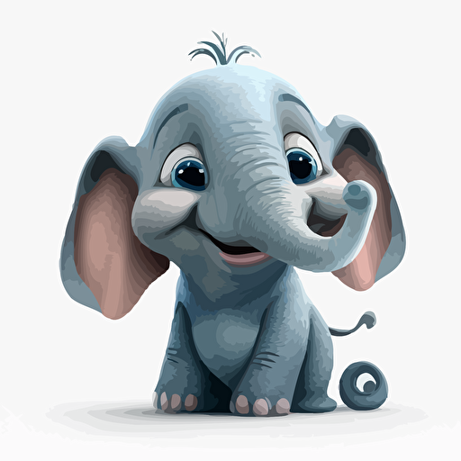 A gorgeus baby fur republican elephant, smiling, white background, vector art , pixar style