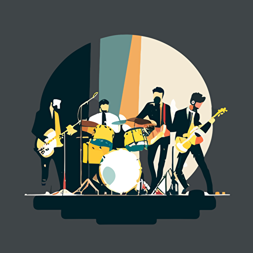 band playing music by glean keane, 2d vector art, flat colors