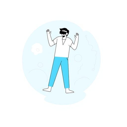 a person with vr headset floating in space