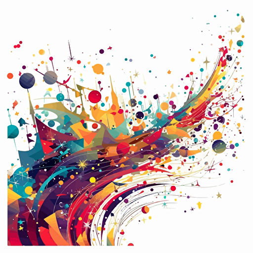 minimalistic, galaxies, stars, randomly distributed whimsical vector digital painting, white background