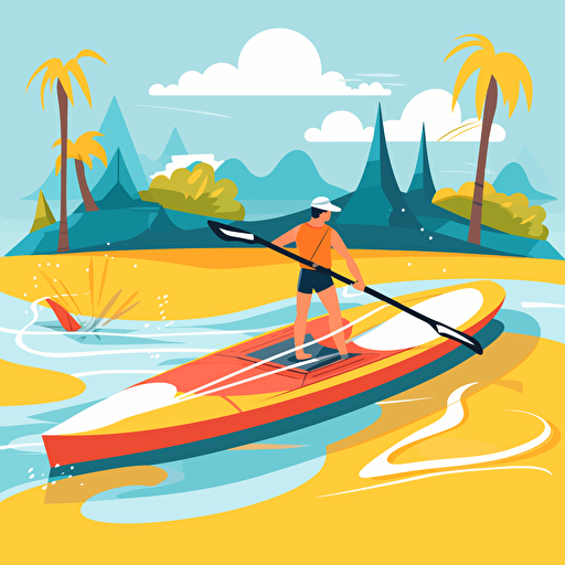 vector flat illustration of surf ski paddler