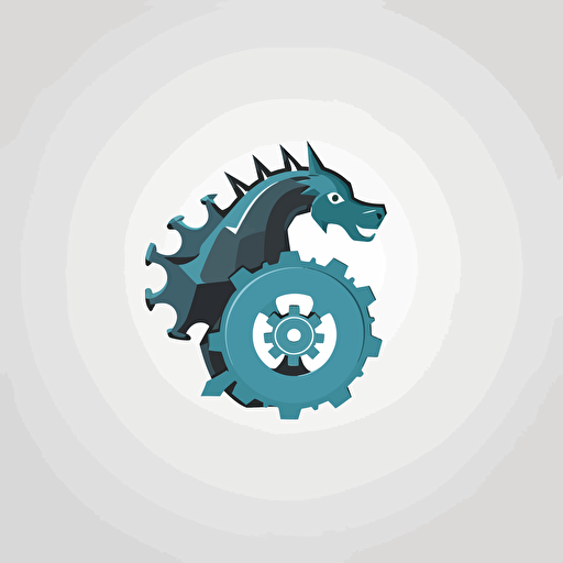 flat design, mechanical dragon logo, simple design. vector design