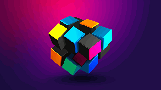 gaming logo, vector style, rubix cube, solid color background