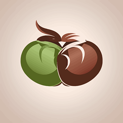 a vector logo with a boxing glove, natural tones, brown or green, vector art, 2d