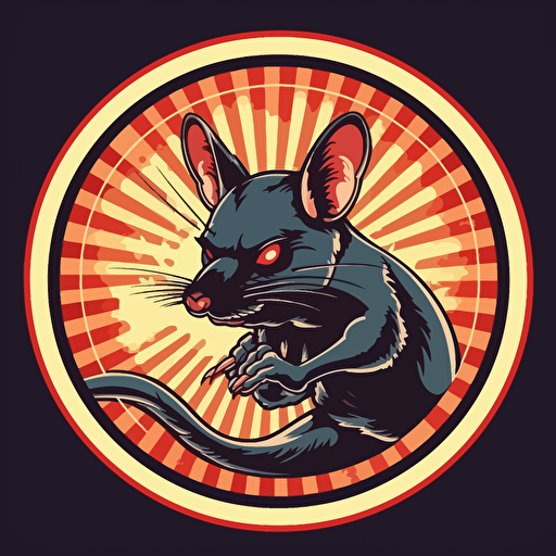 angry rat crawling out of a bullseye, vector art