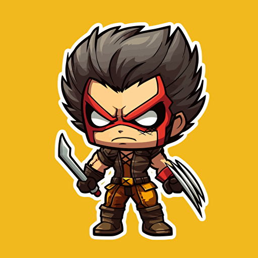 cute chibi wolverine sticker vector hq art