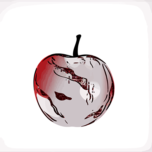 simple 2d vector inkline red apple