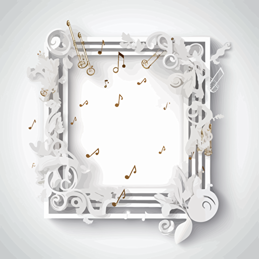 white thick vector frame with music symbols