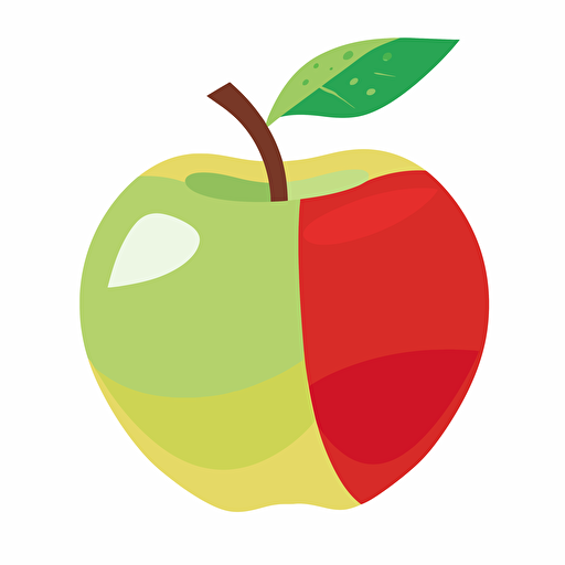 an apple in a vector art , flat color no outline