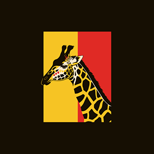 flag of fictional african country flat vector red yellow black masai giraffe logo emblem