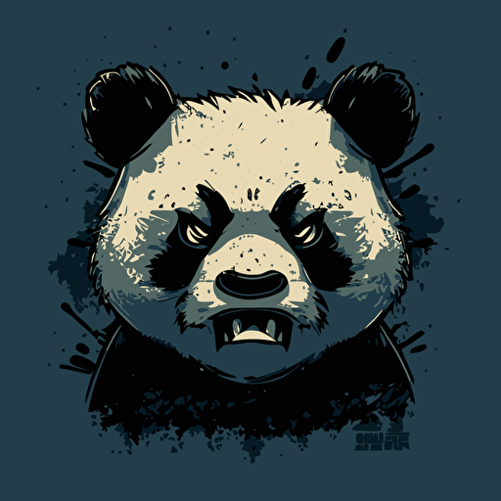 angry panda face vector drawing