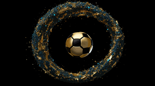 soccer ball, world planet with a ring, shape, universe, vector, indigo, azure, gold, galactic, high-res-high-quality
