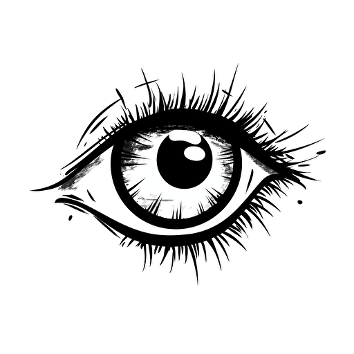a basic, minimalistic, cartoon, eye without any hairs, vector black, background white